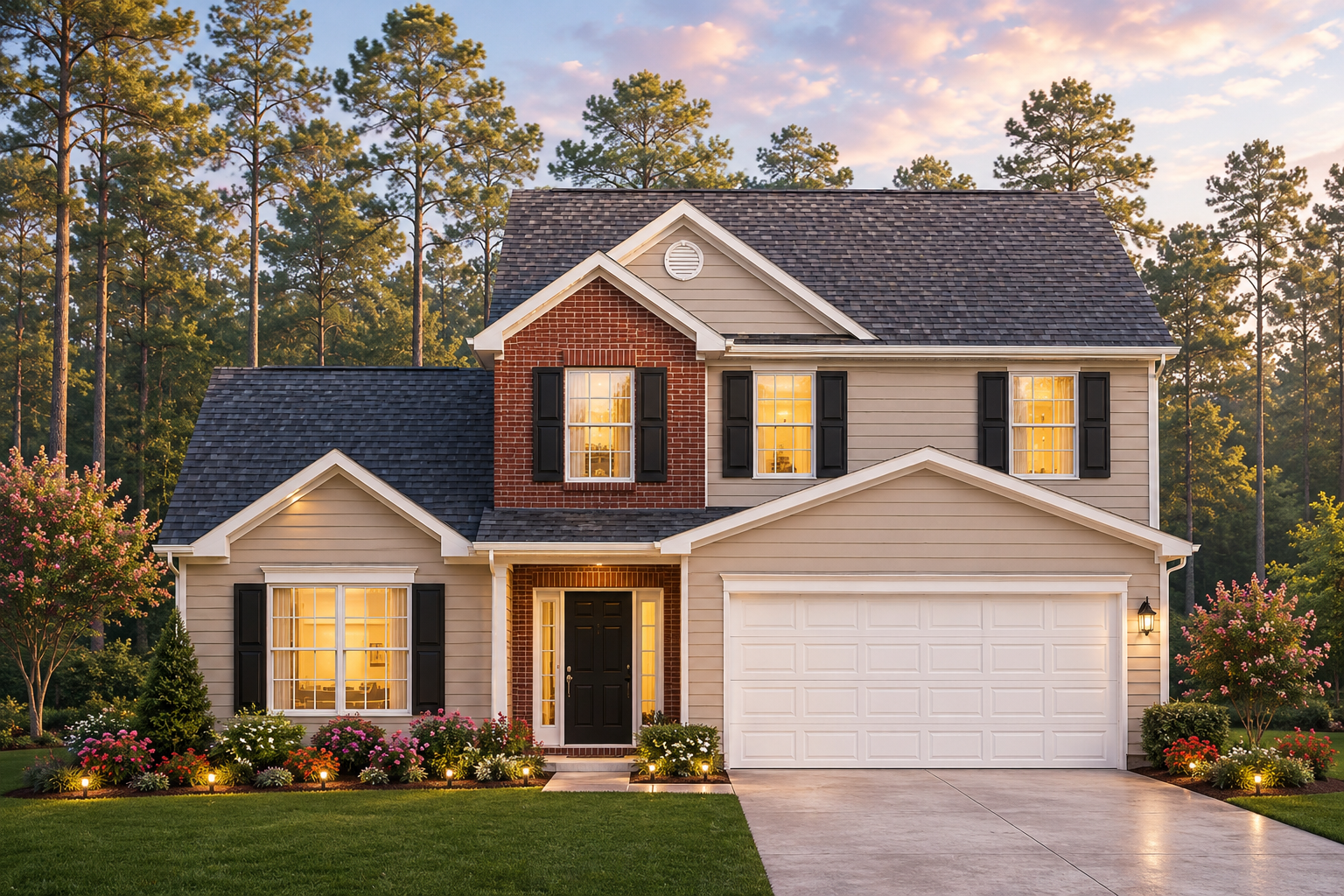 The 1760 four-bedroom home plan exterior, shown as a previously built home from this plan